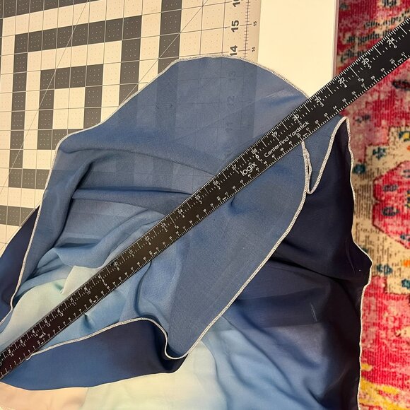 COLLEEN LOPEZ Blue & White Ombre ¾ Batwing Sequin Trim Blouse Top (Size 2X) - Picture 9 of 10